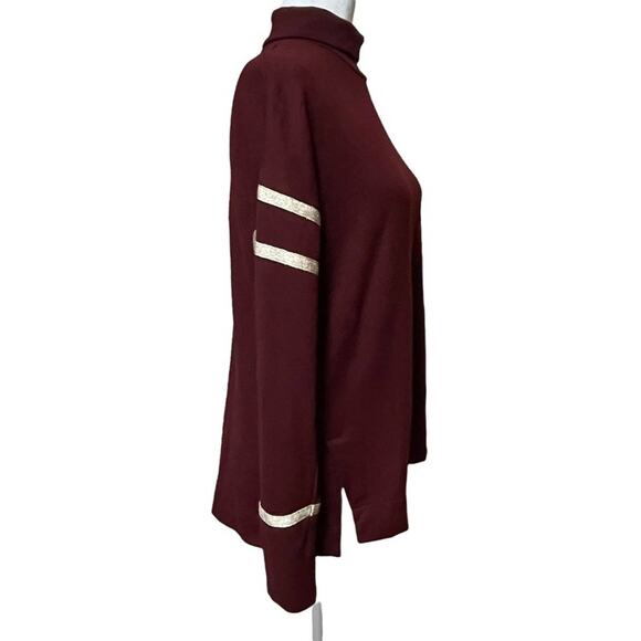 Laundry by Shelli Segal Maroon Lightweight Knit Sweater Top Varsity Style Size M - Picture 5 of 11